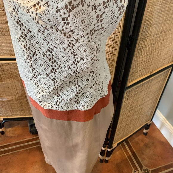 Anne Klein shift dress size 8 new without tags Lace top Tan Midi sleeveless - Picture 11 of 12